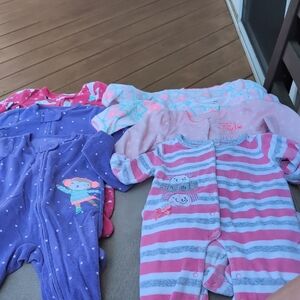 Adorable 7 Baby Fleece Sleep Onesies  - Pink, Purple, and White